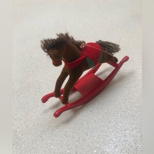 Dept. 56 Vintage Brown Flocked Rocking Horse Christmas Ornament
